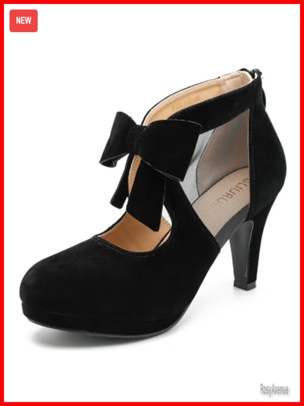 Platform Bow Pumps High Heel Dress Shoes Round Toe Mesh